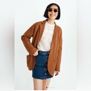 Madewell Saville sweater blazer in heather pecan. 100% merino wool. Size XS.